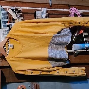 PINK Yellow & Grey Cropped Crewneck